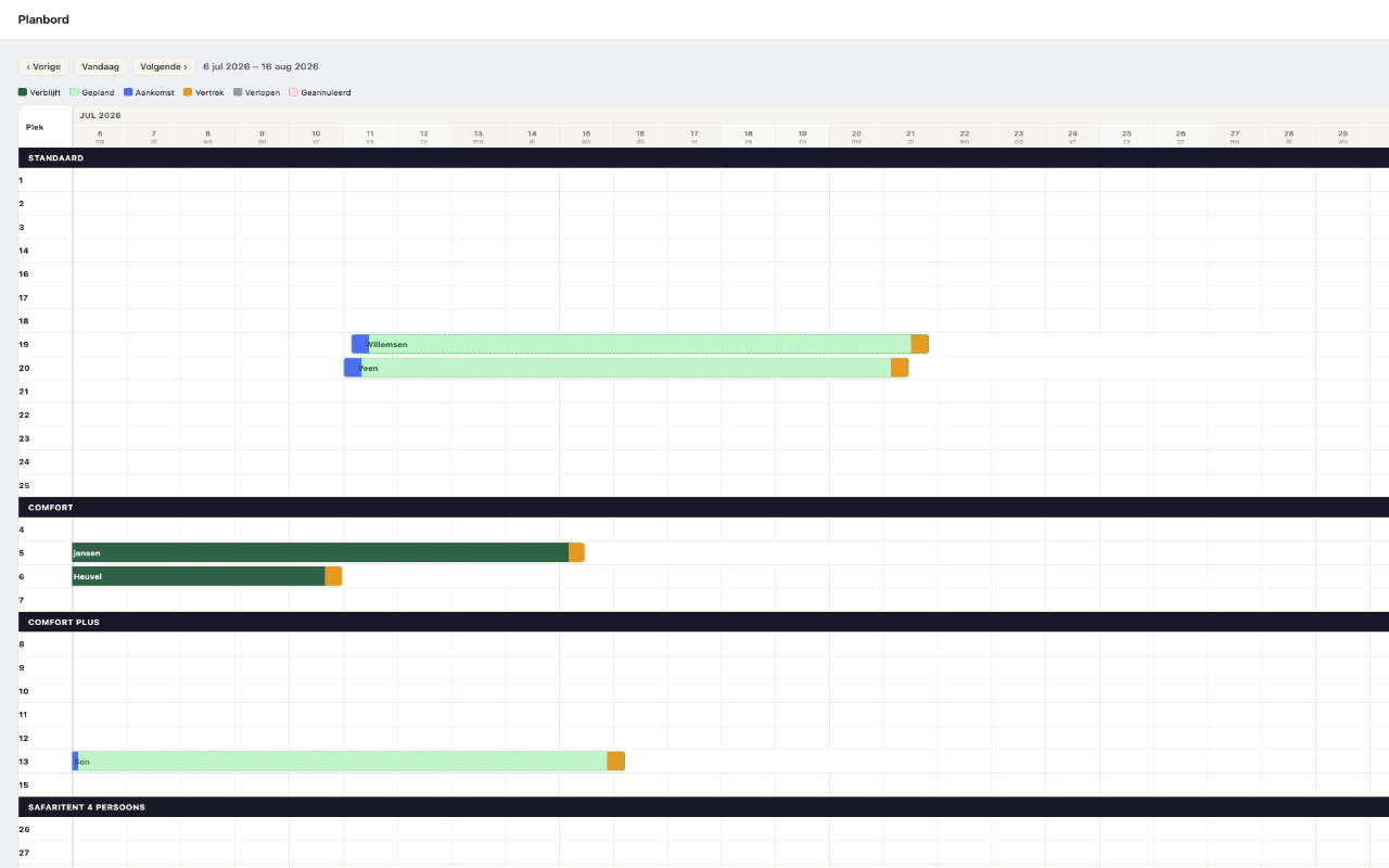 Gantt booking board